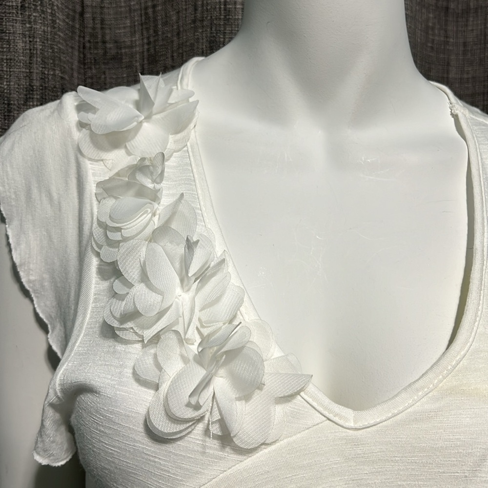 NWT A. Byer Tiered Ruffle V Neckline Solid Slub Jersey Top Large Juniors - Picture 2 of 8